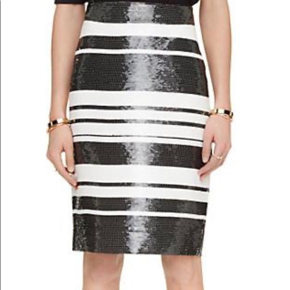Kate Spade black/white striped sequin skirt - Picture 2 of 6